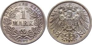 Germany - Empire 1 Mark 1909 G - KM# 14; ... 