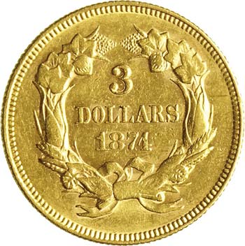U.S.A.      3 Dollari 1874.   Fb. ... 