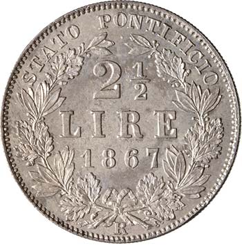 PIO IX  (1846-1878)  2 Lire e ... 