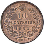 Umberto I (1878-1900) - 10 Centesimi 1893 ... 