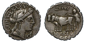 C. Marius, 81 BC.Silver denarius ... 