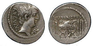 Livineus Regulus, 42 BC.Silver ... 