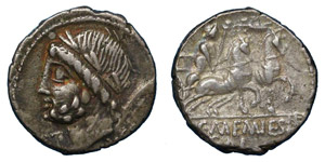 L. Memmius, 87 BC.Silver denarius, ... 