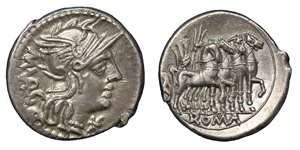 M. Vargunteius, 130 BC.Denarius, ... 