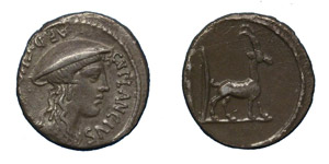 Plancius, 55 BC.Denarius, ... 
