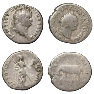 Titus, 79-81.Lot of 2 silver ... 