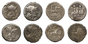 Lot of 4 denari,,Porcia,Plotia ( ... 