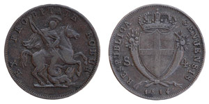 Genua Republic (1814) 4 Soldi 1814 ... 