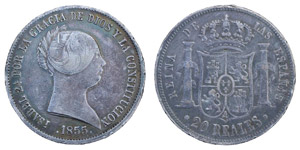 Spanien - Isabel II 20 Reales 1855 ... 