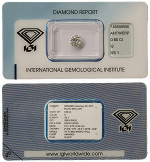 Diamonds certificate  Natural ... 