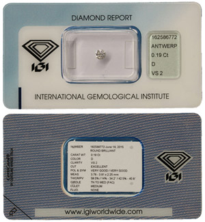 Diamonds certificate  Natural ... 