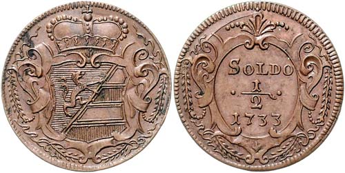 Karl VI. 1712 - 1740  1/2 Soldo ... 