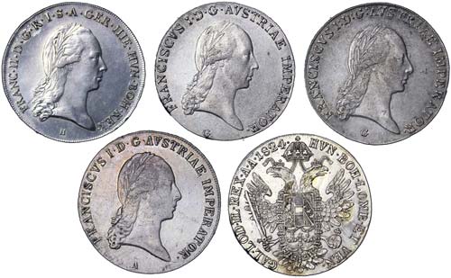 Austria LOTS  Lot 5 coins. Thaler: ... 