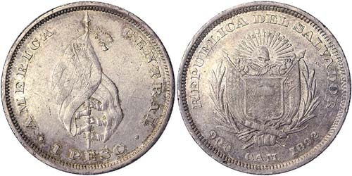 El Salvador Republic  Peso 1892 Ø ... 