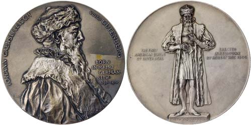 Germany  Medal Gutenberg Statue in ... 
