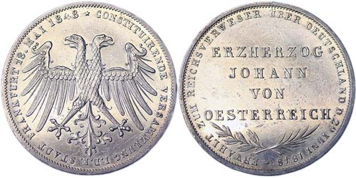 Germany Frankfurt  2 Gulden 1848 ... 