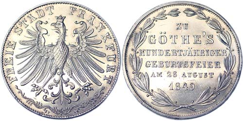 Germany Frankfurt  2 Gulden 1849 ... 
