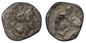 Calabria (D)  Tarentum. Obol (Circa 302-228 ... 