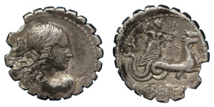 Q.Crepereius M.f. Rocus, 72 BC.Silver ... 