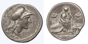 Anonymous, 115-114 BC.Silver Denarius, ... 