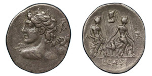  L. Caesius, 112-111 BC.Silver denarius Rome ... 