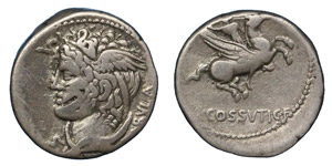 C. Cossutius Sabula, 74 BC.Silver ... 