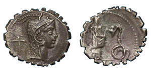 L. Roscius Fabatus, 64 BC.Silver denarius ... 