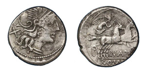 Pinarius Natta, 149 BC.Silver denarius, ... 