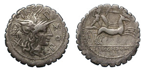 L. Pomponius,118 BC.Silver denarius ... 
