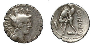 C. Poblicius, 80 BC. Silver denarius ... 