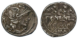 L. Cupiennius, 147 BC.Silver denarius, ... 