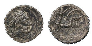 Q. Antonius Balbus, 83-82 BC.Silver serrate ... 