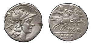 Quinctilius, 189-180 BC.Silver denarius, ... 
