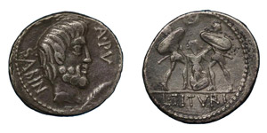L. Titurius, 89 BC. Silver denarius, ... 