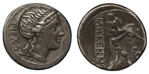 M. Herennius, 108-107 BC.Silver denarius, ... 