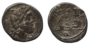 T.Cloelius, 98 BC.Silver Quinarius, ... 