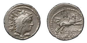  L. Thorius Balbus, 105 BC.  Denarius, ... 