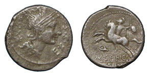 M.Sergius Silus, 116-115 BC.Silver denarius ... 