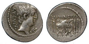 Livineus Regulus, 42 BC.Silver denarius, ... 