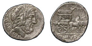 L. Rubrius Dossenus, 87 BC.Denarius, ... 