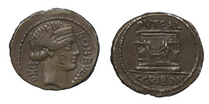 L. Scribonius Libo, 62 BC. Silver denarius, ... 
