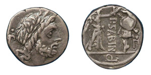 P. Vettius Sabinus,99 BC.Silver Quinarius, ... 