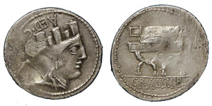 Furia,P. Furius Crassipes, 84 BC.Denarius, ... 