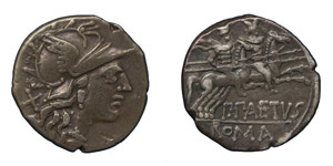 P. Aelius Paetus, 138 BC.Silver denarius ... 