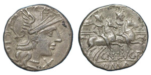 Lucretius Trio, 136 BC.Silver denarius, ... 