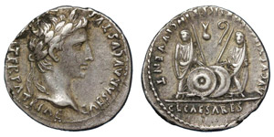 Augustus,27 BC-14 AD.Silver Denarius, ... 