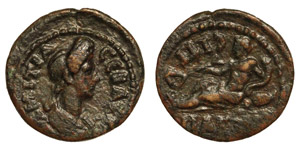 Domitia, wife of Domitianus, 81-96.Lydia, AE ... 