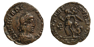 Arcadius, 383-408.AE 4, AQUILEA.Bust r., DN ... 