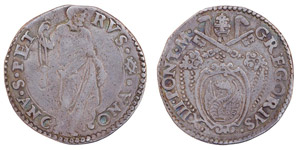 Ancona Gregorius XIII (1572-1585) Testone D/ ... 