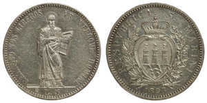 Republic old coinage (1864-1906)5 Lire  ... 
